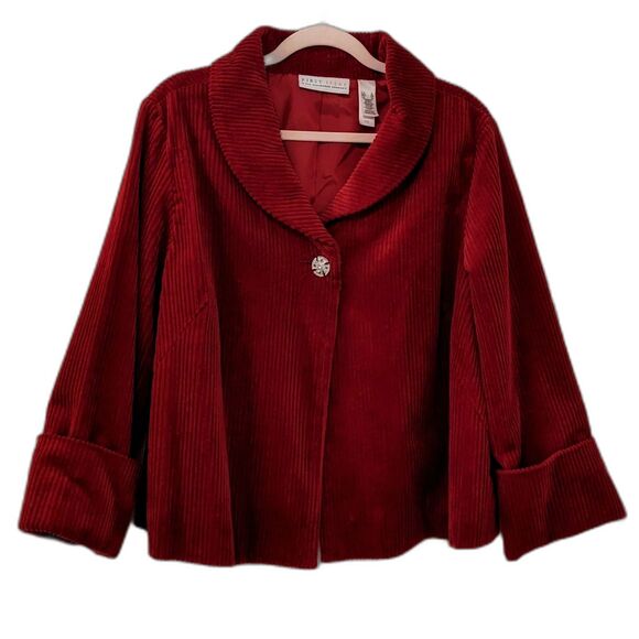 VINTAGE 80s/early 90s First Issue Liz Claiborne Swing Coat RhinestoneButton SzXL - Picture 1 of 6